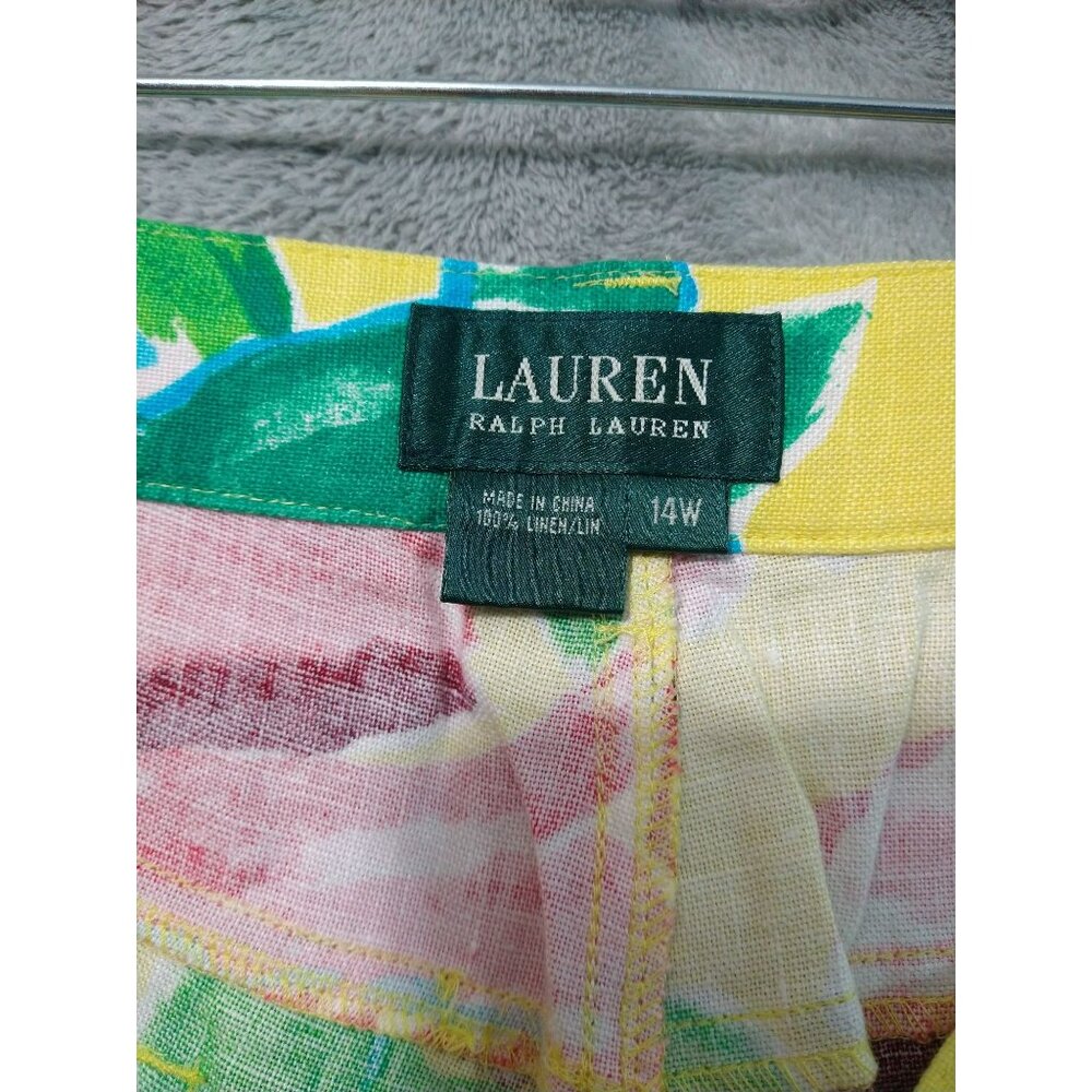Ralph Lauren Pants Womens 14W Linen Cottagecore Floral Tropical Coastal Beachy - Picture 7 of 9